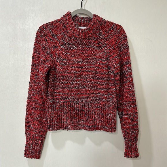 CURRENT ELLIOT WOMEN THE MOONSHINE SWEATER  PULLOVER RED BLACK LONG SLEEVE Sz 0 - Picture 2 of 11